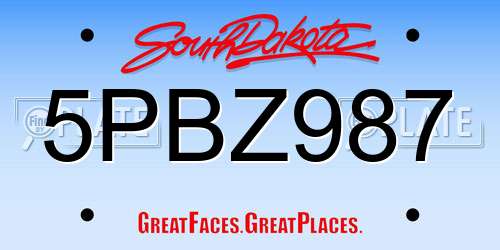5PBZ987 South Dakota License Plate