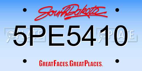 5PE5410 South Dakota License Plate