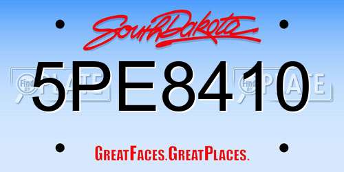 5PE8410 South Dakota License Plate