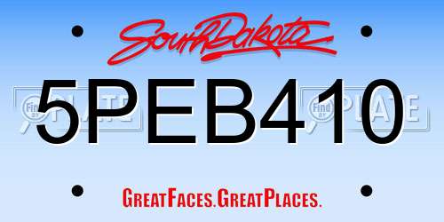 5PEB410 South Dakota License Plate