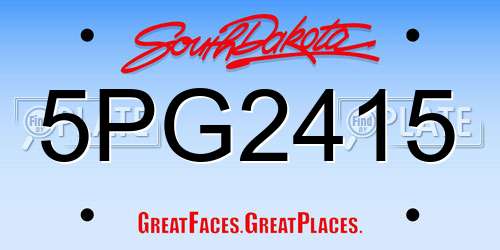 5PG2415 South Dakota License Plate