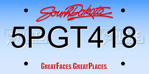 5PGT418 South Dakota License Plate