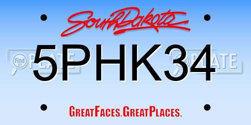 5PHK34 South Dakota License Plate