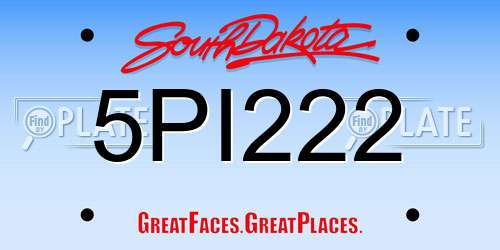 5PI222 South Dakota License Plate