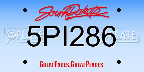 5PI286 South Dakota License Plate
