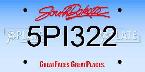 5PI322 South Dakota License Plate