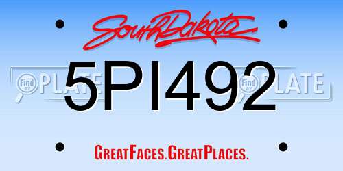 5PI492 South Dakota License Plate