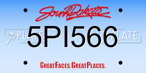 5PI566 South Dakota License Plate