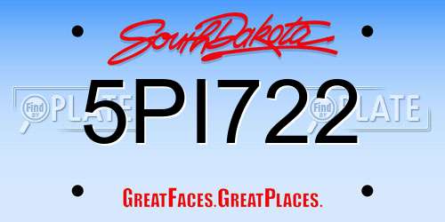 5PI722 South Dakota License Plate