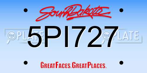 5PI727 South Dakota License Plate