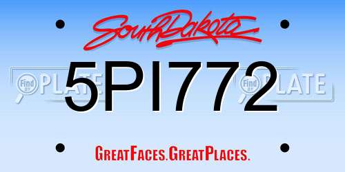 5PI772 South Dakota License Plate