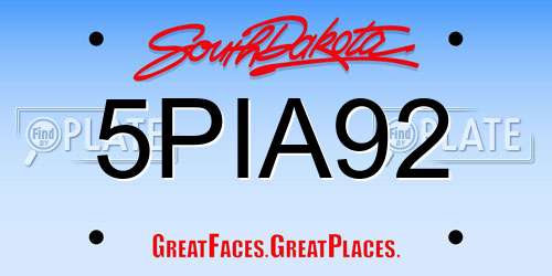 5PIA92 South Dakota License Plate