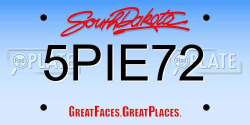 5PIE72 South Dakota License Plate