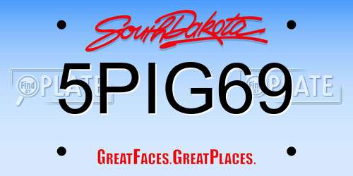5PIG69 South Dakota License Plate