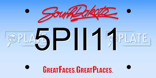 5PII11 South Dakota License Plate