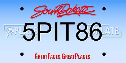 5PIT86 South Dakota License Plate