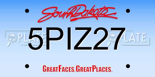 5PIZ27 South Dakota License Plate