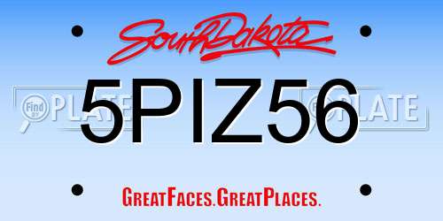 5PIZ56 South Dakota License Plate
