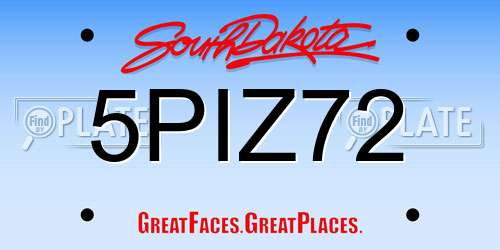5PIZ72 South Dakota License Plate