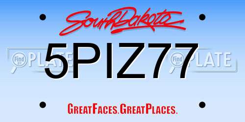 5PIZ77 South Dakota License Plate