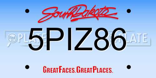 5PIZ86 South Dakota License Plate