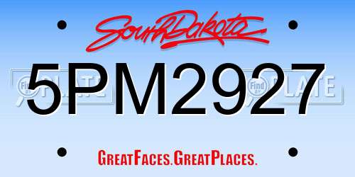 5PM2927 South Dakota License Plate