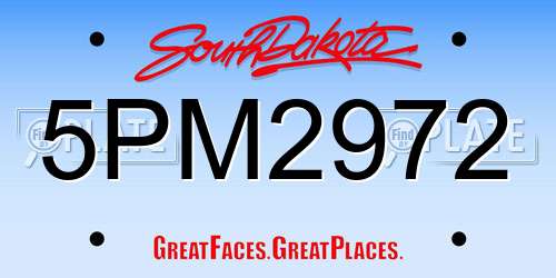 5PM2972 South Dakota License Plate