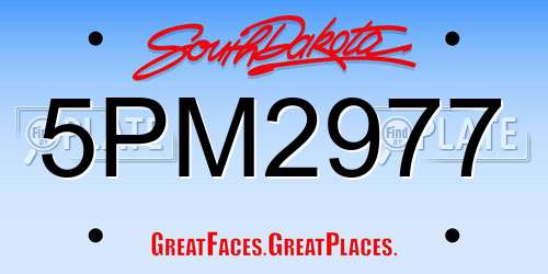 5PM2977 South Dakota License Plate