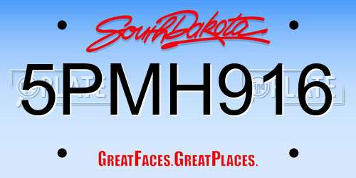 5PMH916 South Dakota License Plate