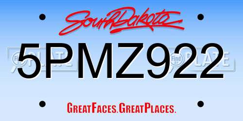 5PMZ922 South Dakota License Plate