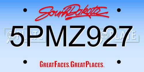 5PMZ927 South Dakota License Plate
