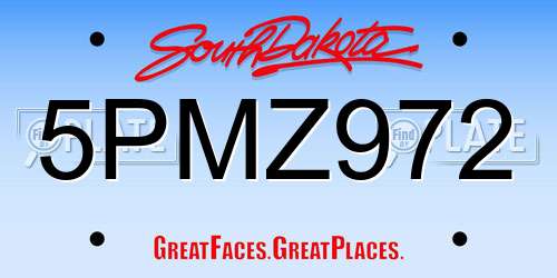 5PMZ972 South Dakota License Plate