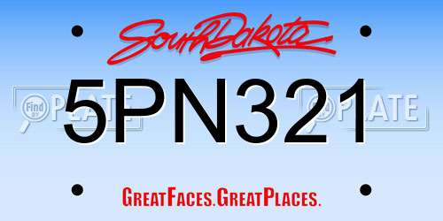 5PN321 South Dakota License Plate