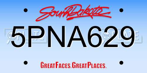 5PNA629 South Dakota License Plate