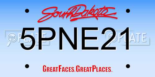 5PNE21 South Dakota License Plate