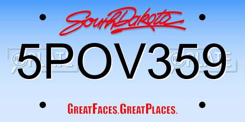 5POV359 South Dakota License Plate