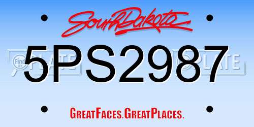 5PS2987 South Dakota License Plate