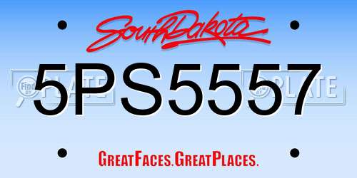 5PS5557 South Dakota License Plate