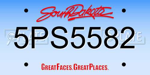 5PS5582 South Dakota License Plate