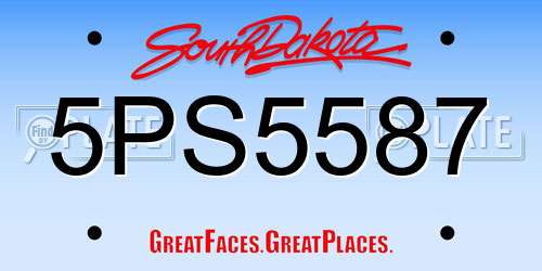 5PS5587 South Dakota License Plate