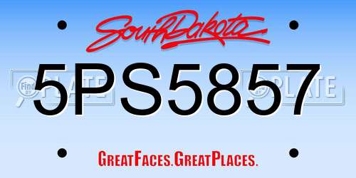 5PS5857 South Dakota License Plate