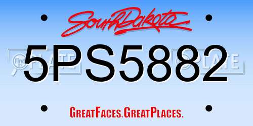 5PS5882 South Dakota License Plate