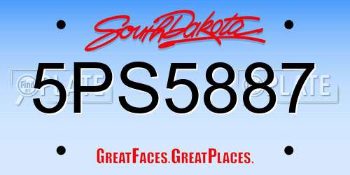 5PS5887 South Dakota License Plate