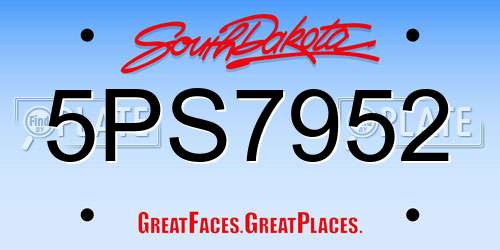5PS7952 South Dakota License Plate