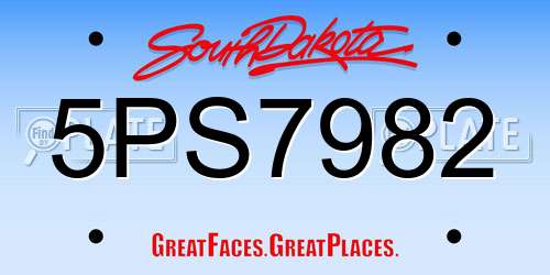 5PS7982 South Dakota License Plate