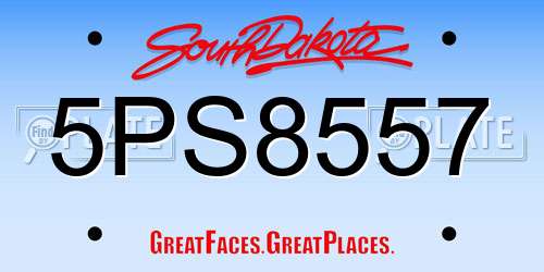 5PS8557 South Dakota License Plate