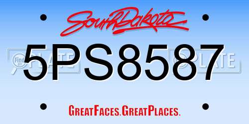 5PS8587 South Dakota License Plate
