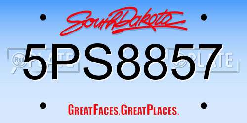 5PS8857 South Dakota License Plate