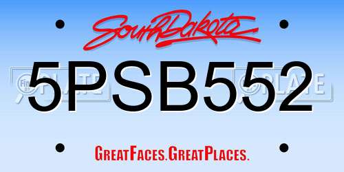 5PSB552 South Dakota License Plate