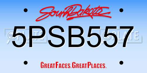 5PSB557 South Dakota License Plate